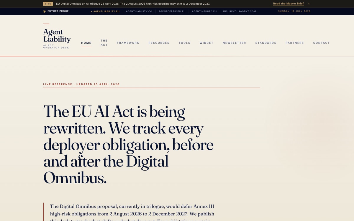 Agent Liability EU, institutional reference on EU AI Act liability