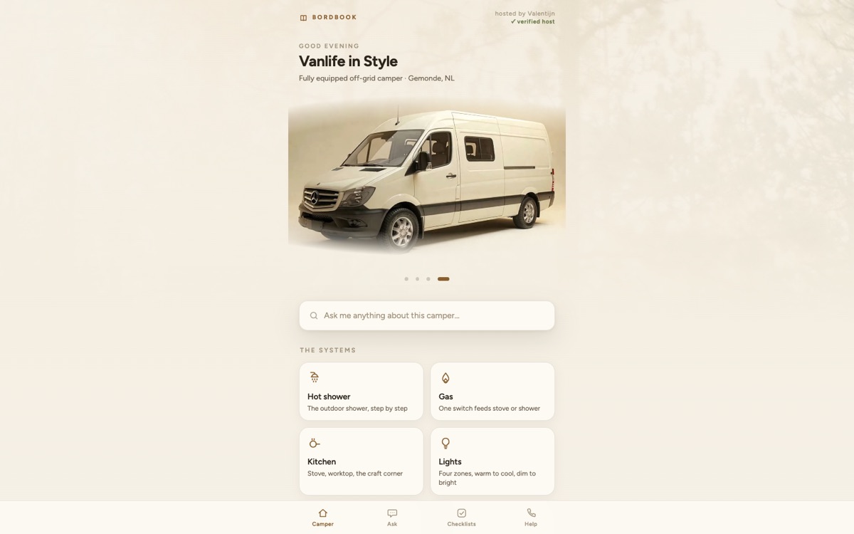 Bordbook, the living onboard manual: a camper book that answers renter questions