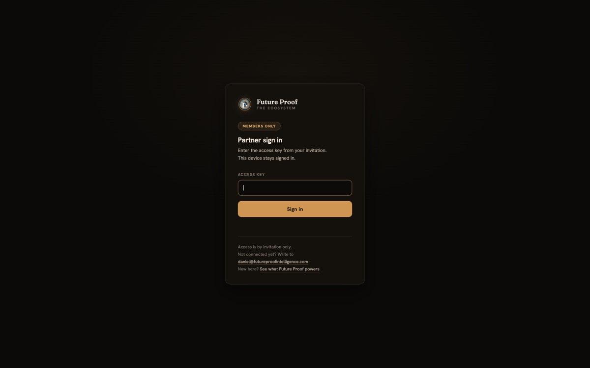 The Future Proof ecosystem door: partner sign in with a personal access key